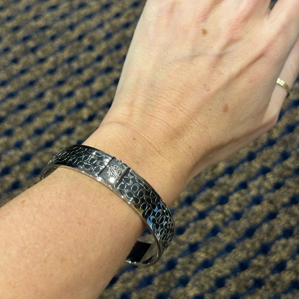 Silver Patterned Coach Bangle Bracelet - image 7